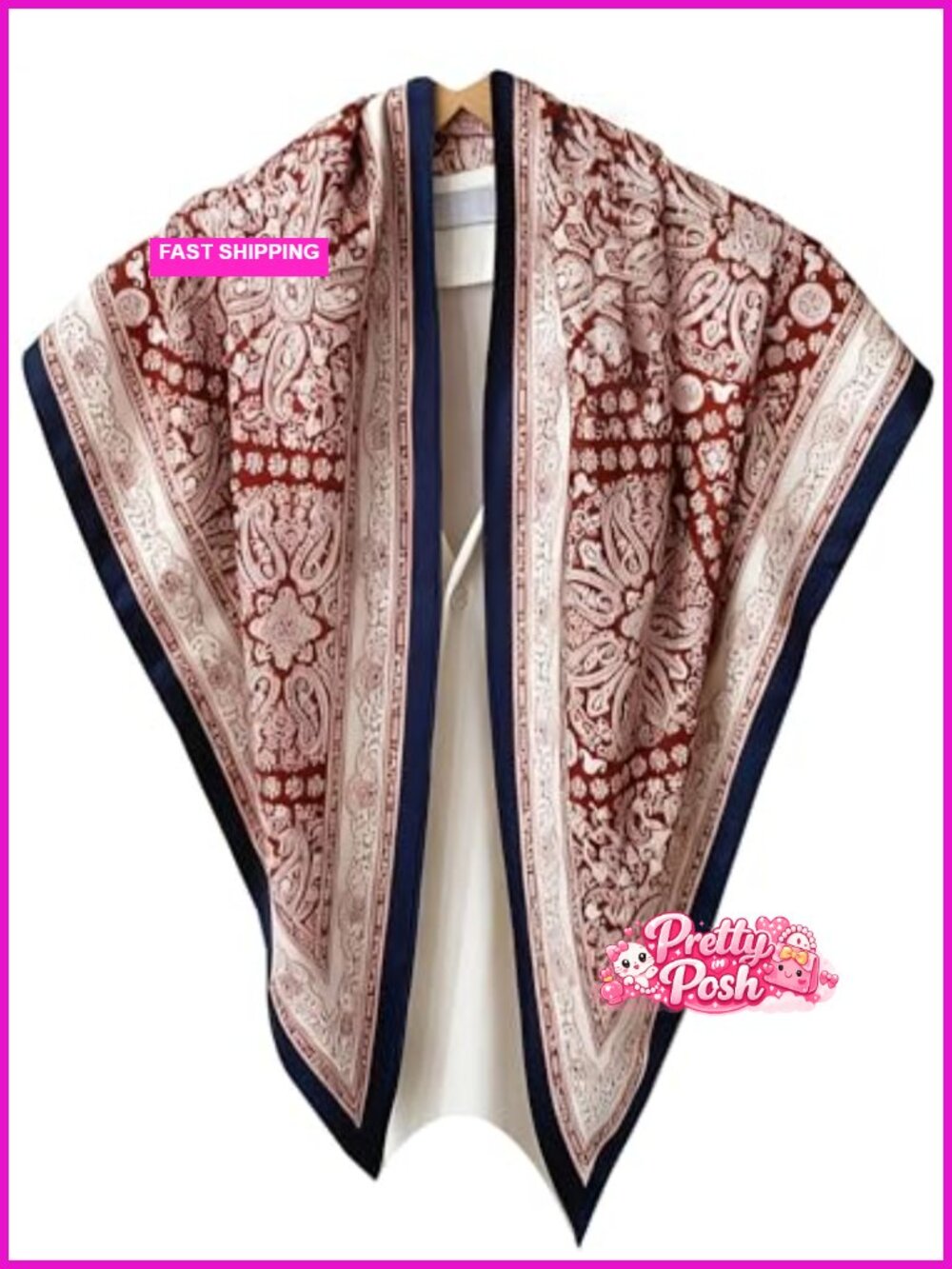 Triangle Shawl Scarf Polyester Satin Lightweight Women's Wrap